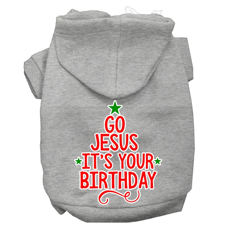 Go Jesus Screen Print Dog Hoodie Grey XS